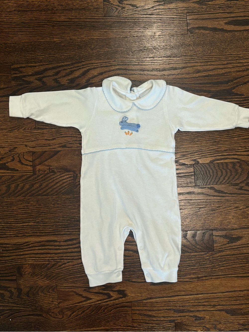 Little English 6m Easter boys Blue Baby One-Piece Romper with Embroidered Bunny